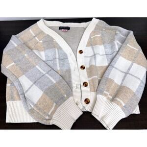 Andy & EVAN girls' sweater Size Small Checker print Brown and tan colors